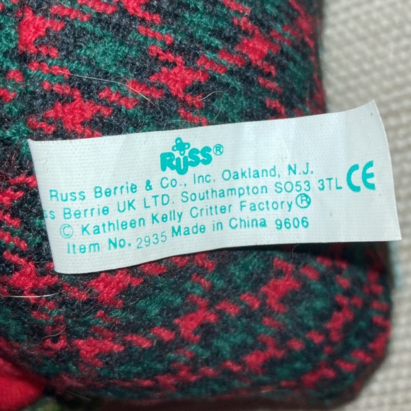 VINTAGE RUSS BERRIE COUNTRY FOLKS FROG SHELF SITTER WITH WREATH “EVERBEAN” - Picture 3 of 7